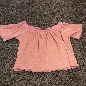 Pink off shoulder crop top